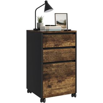 Relaxdays Relaxdays Cajonera Con Ruedas, 3 Cajones, Archivador Colgante, (alto X Ancho X Fondo): 70 X 40 X 40 Cm, Negro/marr&oacute;n