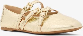 Michael Kors Indy Flex Crackled Metallic Leather Ballet Flat