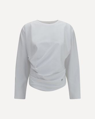 Ganni Top drappeggiato asimmetrico in cotone stretch Woman XS