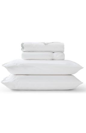 Christy Scallop Edge Luxury Cotton Sateen Sheet Set Bundles in Silver at Nordstrom, Size California King