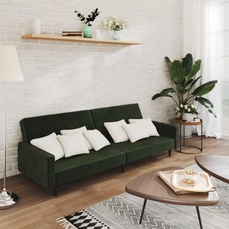 vidaXL Sof&aacute; Cama De 2 Plazas Terciopelo Verde Oscuro Vidaxl