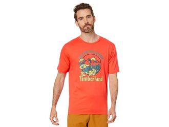 Timberland Hike Out Graphic T-Shirts Mens T Shirt Hot Coral : LG, Cotton