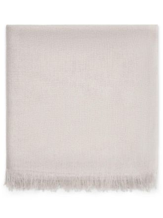 Brunello Cucinelli fringed cashmere-silk scarf - White