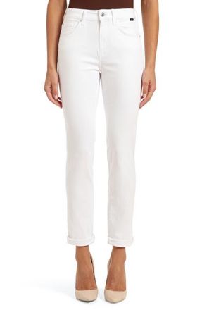Mavi Kathleen Mid Waist Slim Boyfriend Jeans in White Feather Blue at Nordstrom, Size 24 X 30