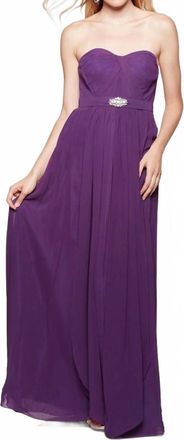 Milano Formals Strapless Chiffon Dress In Purple