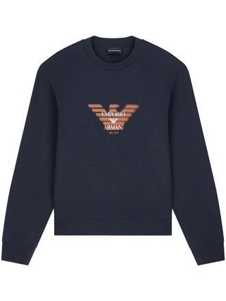 Emporio Armani Relaxed Fit Crew Neck Sweater with Central Logo Graphic