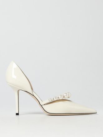 Jimmy Choo London Aurelie pumps in patent leather with asymmetric pearls