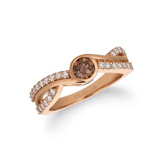 Le Vian Chocolatier Ring Chocolate Diamonds, Vanilla Diamonds set in 14K Strawberry Gold Ring Size 7 R5319DB