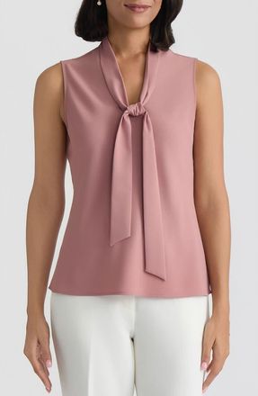 Kasper Sleeveless Tie Front Top in Tearose at Nordstrom, Size X-Small