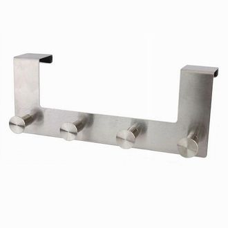 Trade Shop Trade Shop - Appendiabiti Da Porta Con 4 Ganci 27x11.5cm Silver Per Asciugamani Vestiti 87785