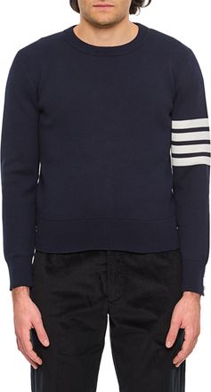 Thom Browne Crewneck Pullover With Distinctive Stripe Detail