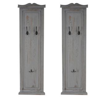 Hhg Hhg - Nunca Usado] Lote De 2 Percheros T33, Panel Perchero De Pared, Ganchos De Pared Madera 109x28x4cm, Gris Shabby