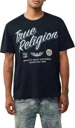 True Religion Stay True Embroidered Cotton Graphic T-Shirt in Jet Black at Nordstrom, Size Xxx-Large