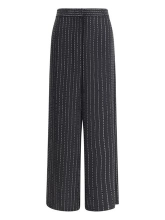 Giorgio Armani sequin-embellished pinstripe trousers - Black