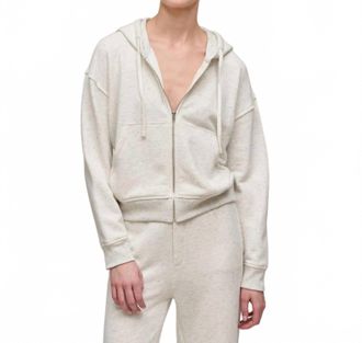 ATM Anthony Thomas Melillo Exposed Seam Zip-Up Hoodie In Chalk Donegal