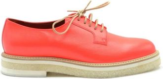 Santoni Koraal Oranje Instap Veterschoenen - Dames - Veterschoenen - Oranje - 39 EU - Leer - Schoenen