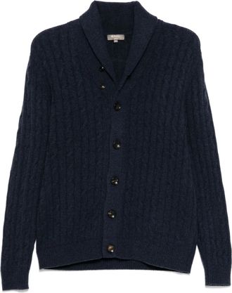 N.Peal Cardigan Garrick con trecce e collo a scialle - Blu
