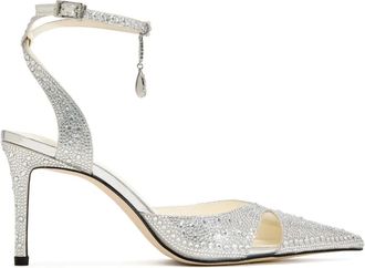 JW PEI 85 mm Haidi pumps verfraaid met kristallen - Zilver