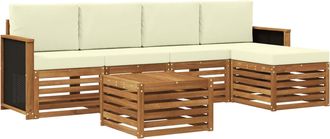 vidaXL Conjunto De Sof&aacute;s De Exterior 6 Uds. Natural Y Crema Vidaxl