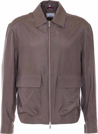 Brunello Cucinelli Beige Jacket With Zip Closure