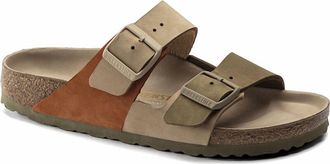 Birkenstock Womens Arizona Split Nubuck Leather Sandals In Sandcastle/khaki