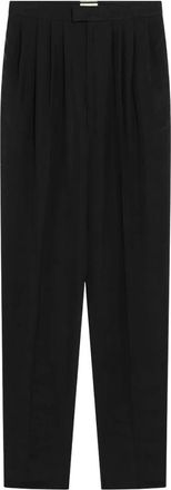 Saint Laurent Wide Trousers, female, Black, Size: XS Habutai Silk Trousers