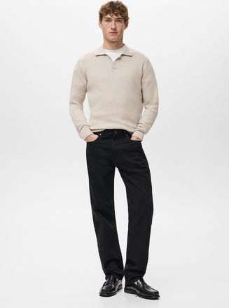 Mango Pullover polo misto cotone coste beige - Uomo - XXL - MANGO MAN