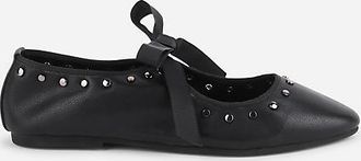 Intentionally blank Peak Ribbon-Tie Ballet Flats