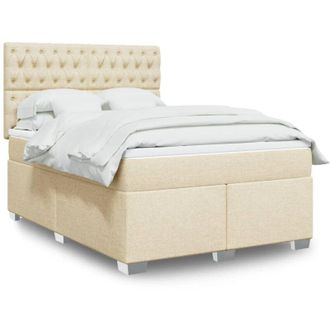 vidaXL Vidaxl - Cama Box Spring Con Colch&oacute;n Tela Color Crema 140x200 Cm
