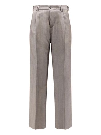 Pantaloni Torino buttoned logo trousers - men - Virgin Wool - 46 - Grey