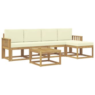 vidaXL Conjunto De Sof&aacute;s De Exterior Con Coj&iacute;n 6 Pcs Blanco Y Crema Vidaxl