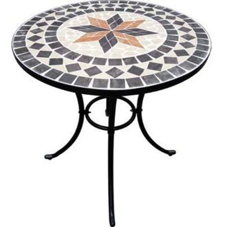 Domus Tavolo Mosaico Capri Domus Cm 60 H.cm 70 Base Acciaio Vern