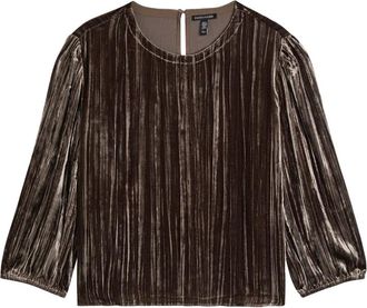 Eileen Fisher Top girocollo in velluto - Marrone