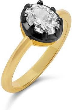 SHYMI Black Rhodium Cubic Zirconia Solitaire Ring in Gold at Nordstrom, Size 7
