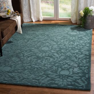 Safavieh Total Performance Hand Made Area Rug, Grey / Blue Traditional Style Non-Shedding