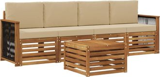 vidaXL Conjunto De Sof&aacute;s De Exterior 5 Uds. Natural Y Beige Vidaxl