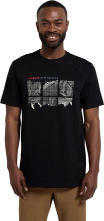 Mountain Warehouse Tech Mountains Mens T-Shirt - Cotton Casual Top, UV Protection Tee Shirt - for Summer, Outdoors, Camping & Hiking Jet Black XS