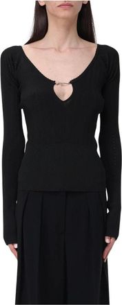 Jacquemus Truien & Vesten, Dames, Zwart, 3Xs, Katoen, Cropped V-hals Gebreide Top