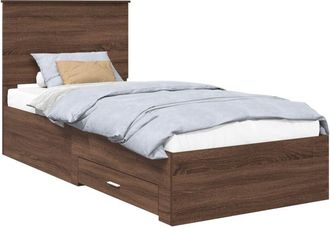 vidaXL Estructura De Cama Con Caj&oacute;n Roble Marr&oacute;n Y Plata 100 X 200 Cm Vidaxl