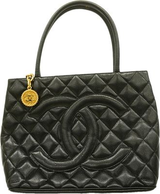 Chanel Black Grained Calfskin Tote Bag (Pre-Owned)