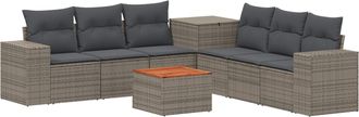 vidaXL Juego De Sof&aacute; 8 Uds. Gris Y Gris Oscuro Rat&aacute;n Sint&eacute;tico Y Acero Vidaxl
