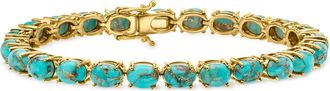 Ross-Simons Turquoise Tennis Bracelet in 18kt Gold Over Sterling