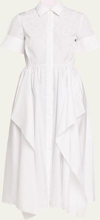 Erdem Embroidered Short-Sleeve Midi Shirtdress