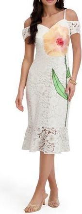 Siena My Balconia Cold Shoulder Ruffle Hem Dress in White Multi at Nordstrom Rack, Size 16