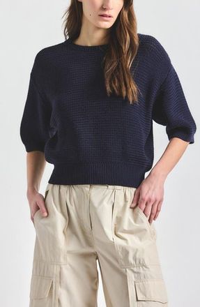 Derek Lam Madison Elbow Sleeve Sweater in Navy at Nordstrom, Size X-Small