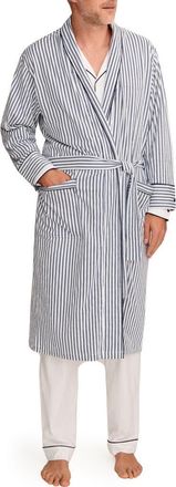Petite Plume French Ticking Pima Robe in Navy at Nordstrom, Size Small