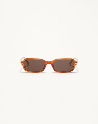 Valentino Rectangular Acetate Eyewear unisex IVORY/BLACK/BROWN 52