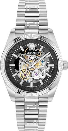 Versace Millenyium Limited Edition Skeleton Automatic Bracelet Watch, 40mm in Stainless Steel at Nordstrom
