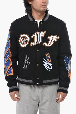 Off-white Wool Cloth Bomber GANG With Appliqu&eacute;s And Embroidery Off-White