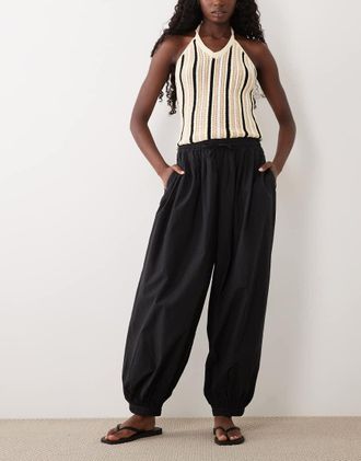 Arket Pantaloni a palloncino neri in puro cotone-Nero